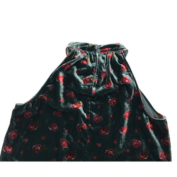 Ann Taylor LOFT Green Rose Print Velvet Halter Top Womens XS - Picture 8 of 9